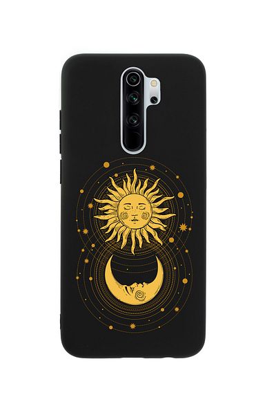 mooodcase حافظة هاتف Xiaomi Redmi Note 8 Pro Moon And Sun من السيليكون الفاخر باللون الأسود