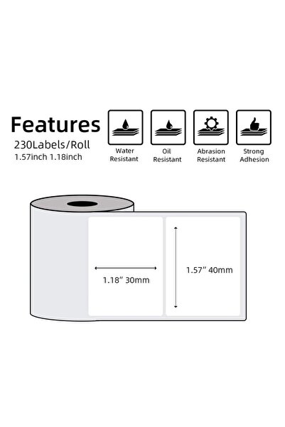 Phomemo 40x30mm/230adet Şeffaf Etiket - M110, M108, M220, M221 İçin XP-TT4030-230