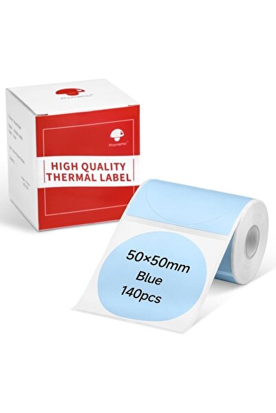 Phomemo 50x50mm/140adet Mavi Yuvarlak Etiket - M110/m221/m220/m120/m200/m110s...