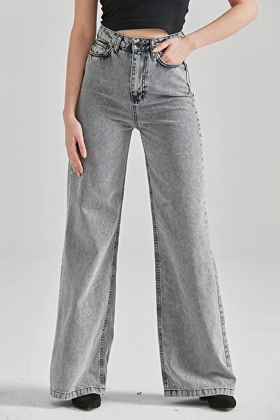 Livik Queen Power Lycra Women's High Waist Wide Leg Denim Jeans