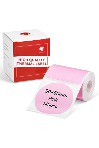 Phomemo 50x50mm/140adet Pembe Yuvarlak Etiket - M110/m221/m220/m120/m200/m110...