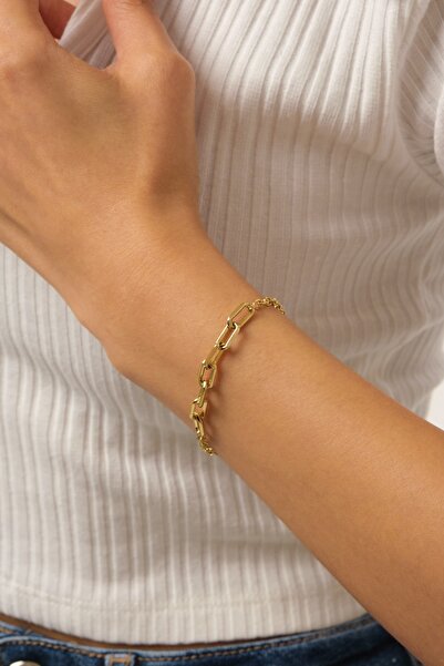 LİLAK KUYUMCULUK 14 Ayar Altın Ataş Zincirli Bileklik