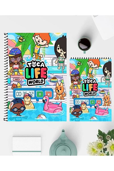 feroxby دفتر ملاحظات Toca Life World مقاس A5 ودفاتر ملاحظات مقاس A6 بتصميم خاص غير مبطنة