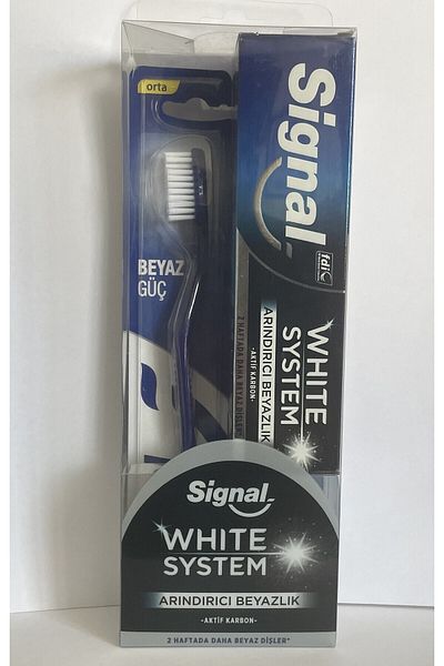 Signal SIGNAL WHITE SYSTEM PURIFYING WHITENING TOOTH PASTE 75 ML + SIGNAL WHITE POWER BRUSH