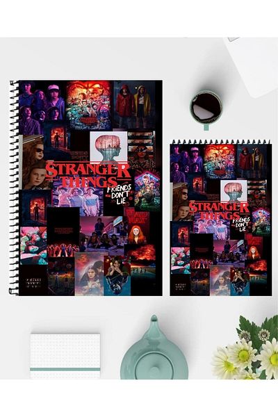 feroxby دفتر ملاحظات Stranger Things مقاس A5 ودفاتر ملاحظات مقاس A6 بتصميم خاص غير مبطنة