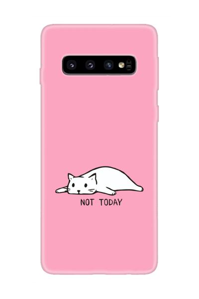 frondcase Samsung S10 Plus Not Today Kedi Pembe Telefon Kılıfı