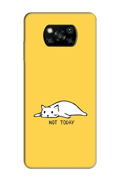 frondcase Poco X3 NFC Not Today Kedi Sarı Telefon Kılıfı
