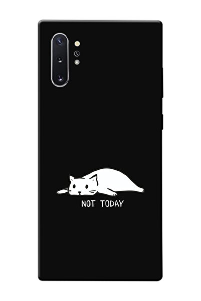 frondcase Samsung Note 10 Plus Not Today Kedi Siyah Telefon Kılıfı