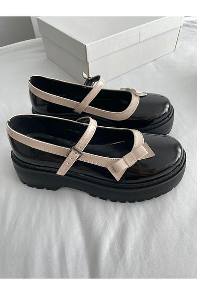 Planet Butik Stripe Bow Oxford Shoes