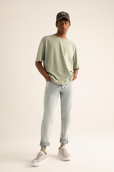 DeFacto Oversize Fit Crew Neck Basic κοντομάνικο μπλουζάκι