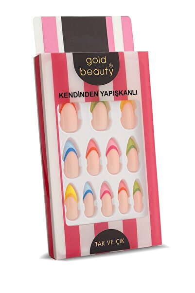 Gold Beauty Tak Ve Çık Kendinden Yapışkanlı Takma Tırnak