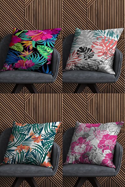 fdm desıgn غطاء وسادة مزخرف بتصميم خاص مطبوع على الوجهين، مجموعة من 4 قطع