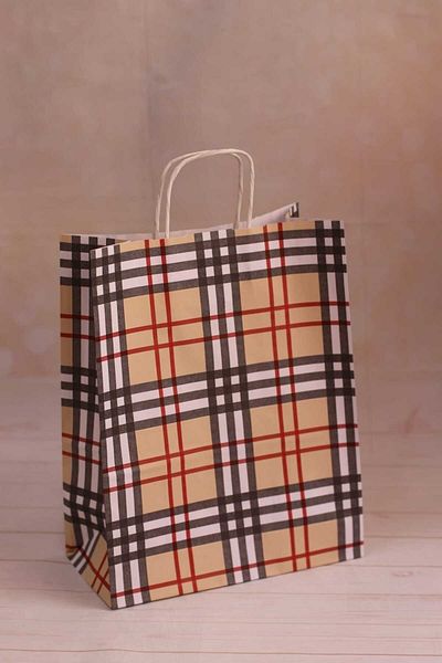 demontecraft Checkered Pattern Burberyi Gift Bag Gift 25x12x31 (5PCS)