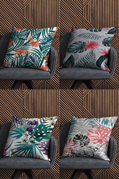 fdm desıgn غطاء وسادة مزخرف بتصميم خاص مطبوع على الوجهين، مجموعة من 4 قطع