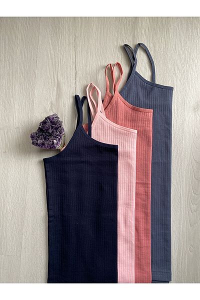 ParisTrend Women's Ribbed Cotton 4-Piece Undershirt(Can Include Color Difference.)