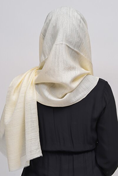 Altobeh Bright Cream Colored Women's Evening Dress Shawl - Glittering Glitter Hijab Design