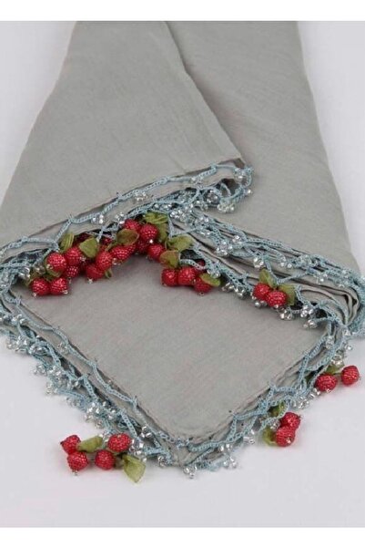 ALLURİNG THE BETTER ONE Cherry Embroidered Hand Embroidered Beaded Scarves