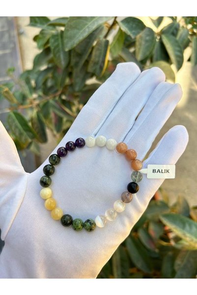 Asya Gems 8 mm Sphere Cut Pisces Natural Stone Bracelet