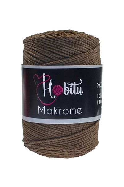 E Elmas Polyester Macrame Hand Knitting Yarn Brown 208