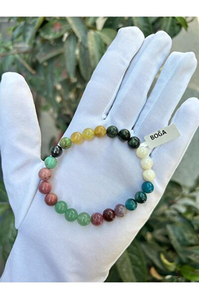 Asya Gems 8 mm Globe Cut Taurus Natural Stone Bracelet
