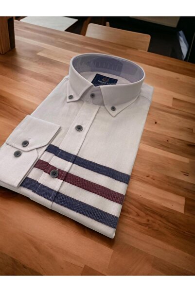 ROSETTİ Rosetti Сорочка з ґудзиками на комірі, 100% бавовна, смугаста на грудях, slim fit, біла