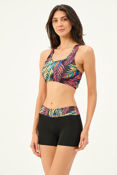 vawensea Women's Patterned Badili Sports Swimmer Bikini Colorful Leaf (with Chest Pad)