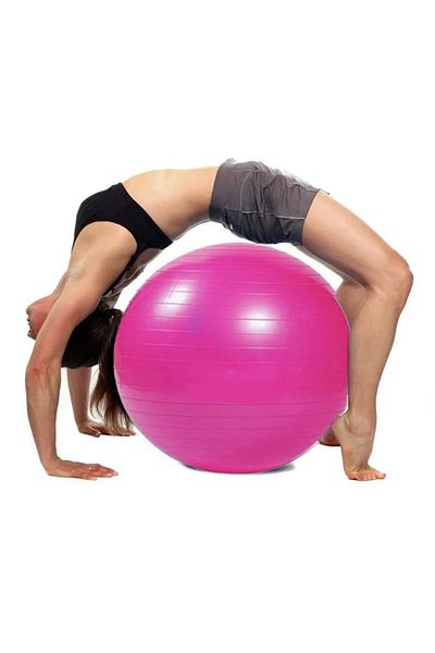 CKSpor 65 cm Ribbed Pilates Yoga - Ball & Pump Set Gymnastics Sports Exercise, Cardio Fitness