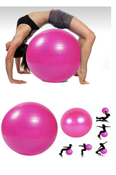 CKSpor 65 cm Ribbed Pilates Yoga - Ball & Pump Set Gymnastics Sports Exercise, Cardio Fitness