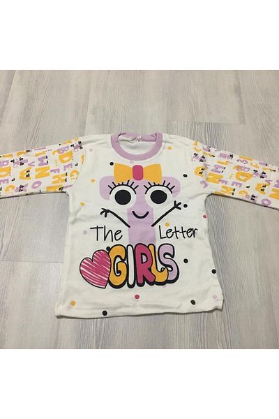 Süpermini Alphabet Patterned 2-Piece Pajama Set for Girls Ages 4-6 - 53-50-23