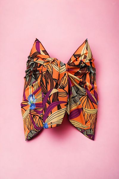pistore Orange Purple Leaf Patterned Short Pareo Satin Women's Beach Dress New Season