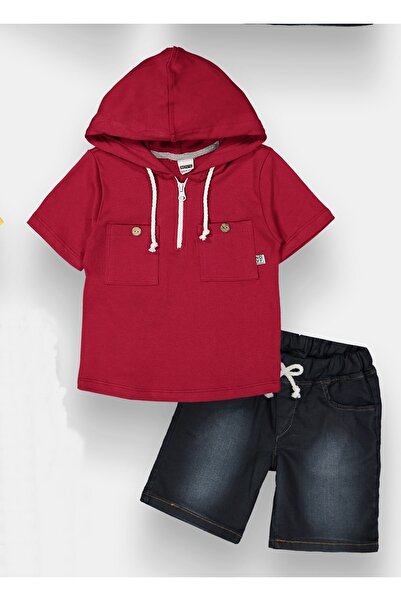 Novy Baby Short Sleeve Hooded Boy's 2-Piece Set with Jeans - Age 3-6 - 2093