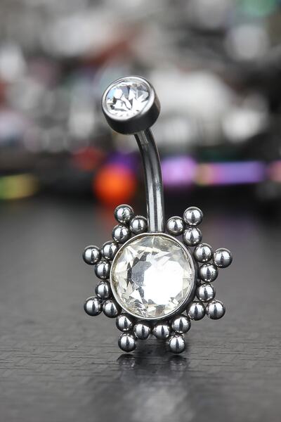 depozoom Yeni Sezon 316L Cerrahi Çelik Zirkon Taş Göbek Piercing