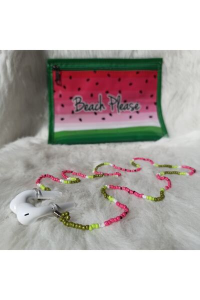 Handmade Airpods Zinciri Karpuz Takı Karpuzlu Zincir Tarz Aksesuar