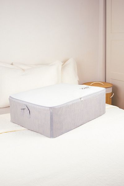 Textile sweet Large Size White Gray Striped Under Base Organizer 62x46x22