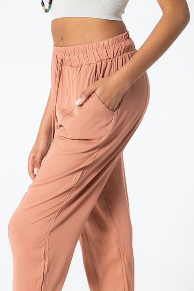RUBYSTARS Comfortable Midi Length Pants with Cinnamon Elastic Waist