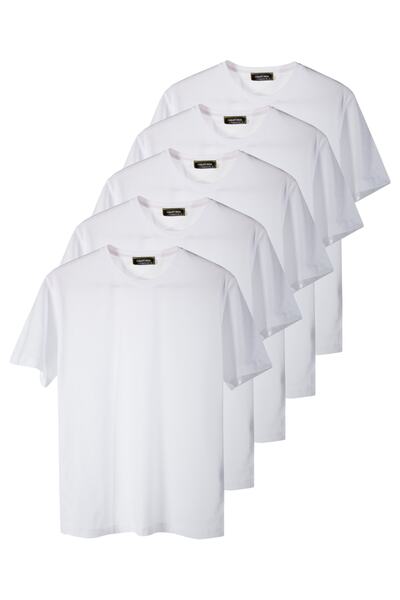 VEAVEN Συσκευασία 5 Basic White Oversize T-shirt