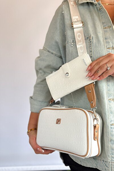 Just Polo حقيبة كتف نسائية متوسطة الحجم من القطن المنسوج بحزام يومي مكونة من ...