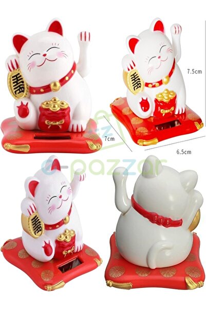 epazzar Japon Kültürü Bereket Şans Mutluluk Çağıran Şans Kedisi Solar Panelli Hareketli Pati Maneki Neko
