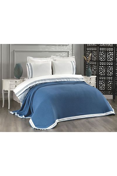 Royal Home طقم لحاف غطاء لحاف آريس بايك 7 قطع باللون الأزرق الداكن