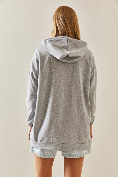 XHAN Gray Kangaroo Pocket Hooded Sweatshirt 3YXK8-47460-03