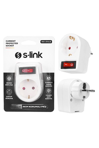 S-LINK SL-05P 16A 250V 350 Joule Switched Surge Protected Socket - 37266