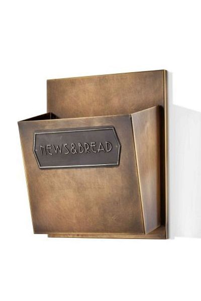 The Mia Galvanized Metal 37x27x17cm Hanging Bread & Newspaper Holder Gold Glv0526