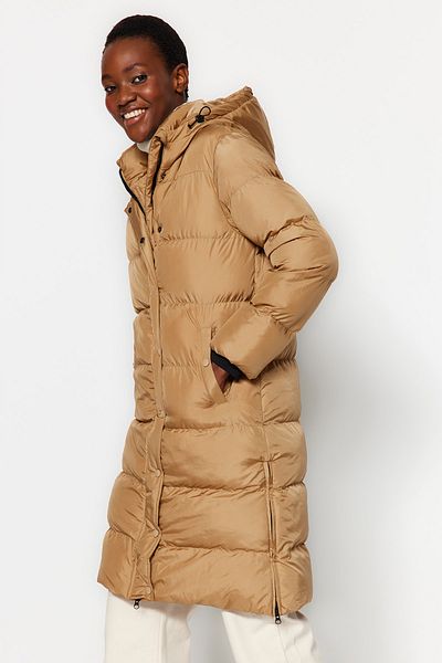 Trendyol Collection Ölgrüner, wasserabweisender, langer Puffermantel mit Kapuze TWOAW24MO00214