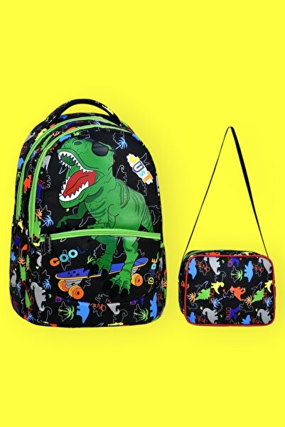 Uniquerrs Σετ 2 τεμαχίων σχολικών τσαντών με σχέδια δεινοσαύρων