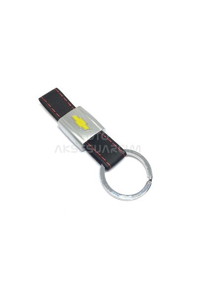 Oto Aksesuarcım Chevrolet Leather Metal Auto Keychain Black Chrome