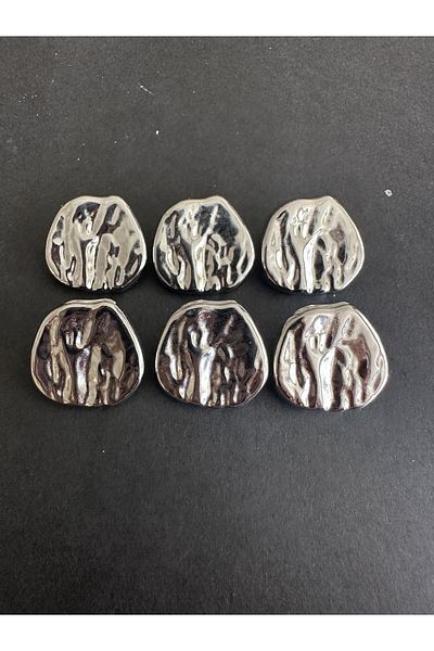 aensia Silver Silver Wrinkled Curved Design Button 40Boy Metal Button Coat Trench Jacket Button-Pack of 6