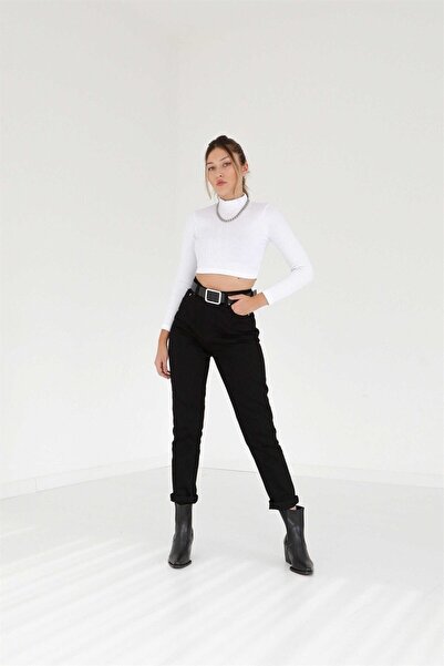 DRC trend Lidyaa ženske Visok struk crne Mom farmerke s Power Sa likrom Elast...