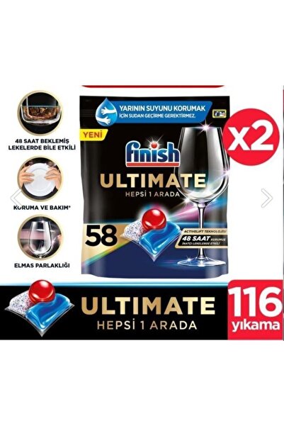Finish Ultimate 58 x 2 (116) Kapsül Bulaşık Deterjanı Tableti
