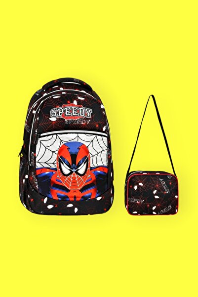 Uniquerrs Σετ 2 τεμαχίων σχολικής τσάντας με σχέδιο Spiderman για αγόρια