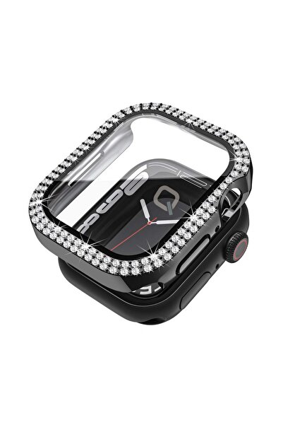 Quse Apple Watch 40mm Siyah Taşlı Kasa ve Ekran Koruyucu Kılıf – SE & Series ...